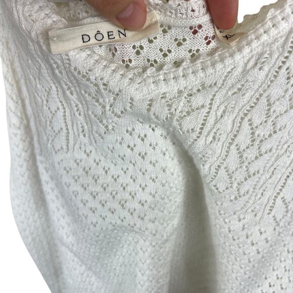 Doen Addie 100% Organic Cotton Lace Picot Trim V Neck Tank Top White Size XL - Picture 4 of 8